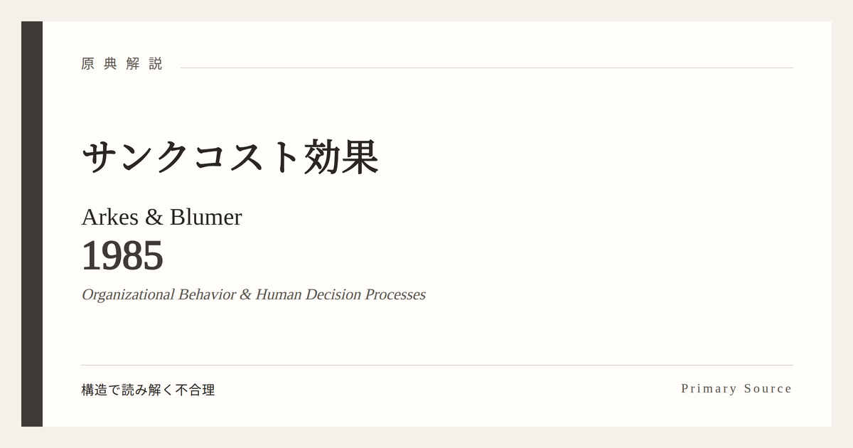 原典解説 Arkes & Blumer (1985)
