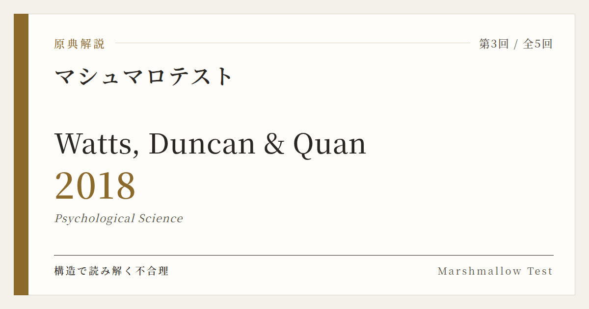原典解説 Watts, Duncan & Quan (2018)